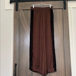 Anthropologie Brown Wide Leg Pants with Black Trim